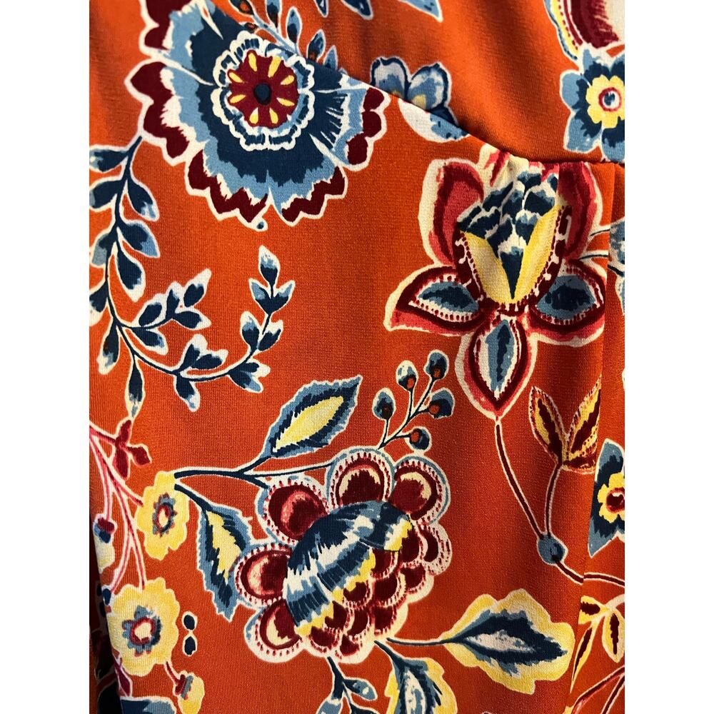 Floral Sleeveless Tank Top Boho Orange Rust Flowy Blouse Womens M - Picture 9 of 9